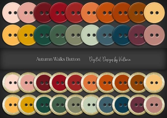 Autumn Walks Button: Digital Crafting Assets