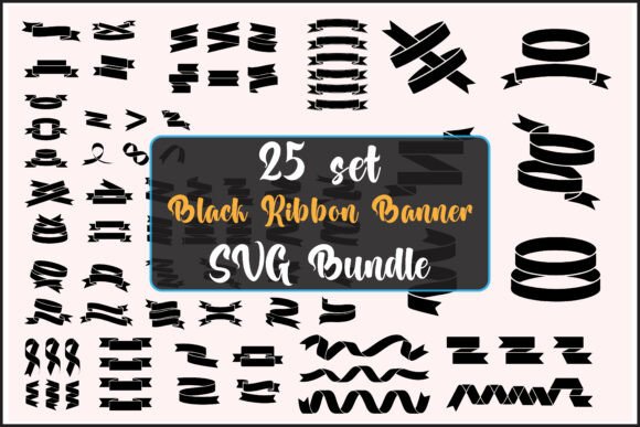 Black Ribbon Banner SVG Bundle: Elevate Your Designs with Versatile Silhouettes