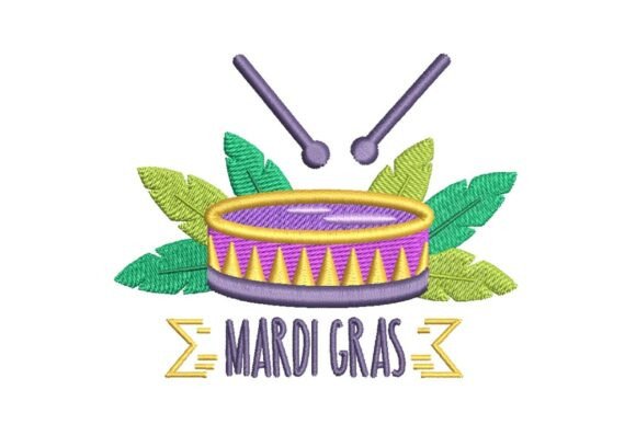 Bringing the Beat to Life with Mardi Gras Drum and Feathers Embroidery Design
