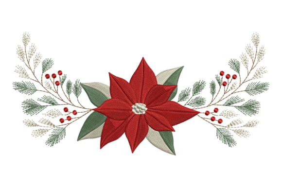 Christmas Poinsettia and Pine: Elevating Your Holiday Embroidery Projects
