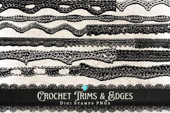 Crochet Trims & Edges Digi Stamps PNG
