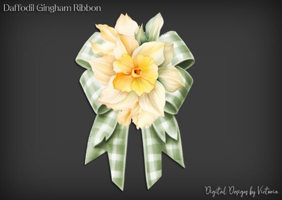 Daffodil Gingham Ribbon Digital Assets