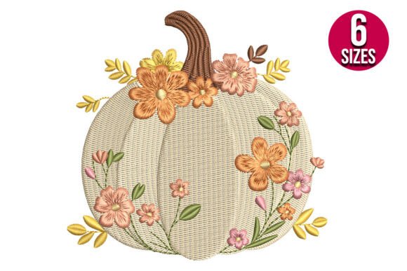 Floral Fall Pumpkin: Elevating Autumn Embroidery with Elegant Design