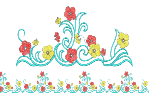 Floral Motif Embroidery Borders: Elevating Everyday Textiles with Digital Precision
