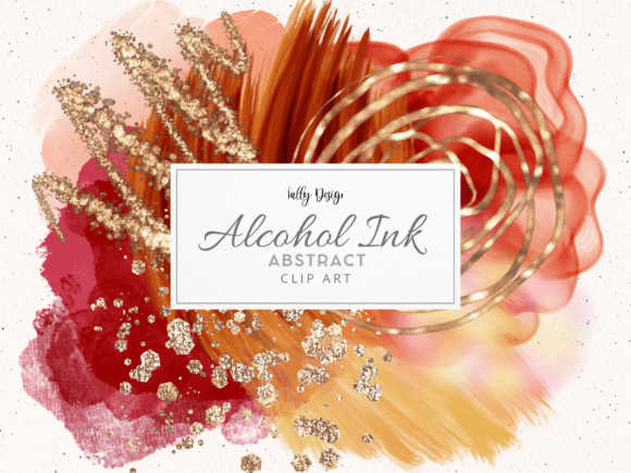 Luxury Orange Alcohol Ink Clip Art