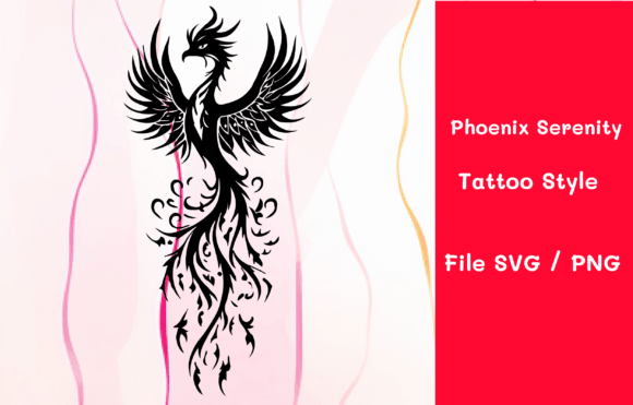 Phoenix Serenity Tattoo Style: Bold Digital Art