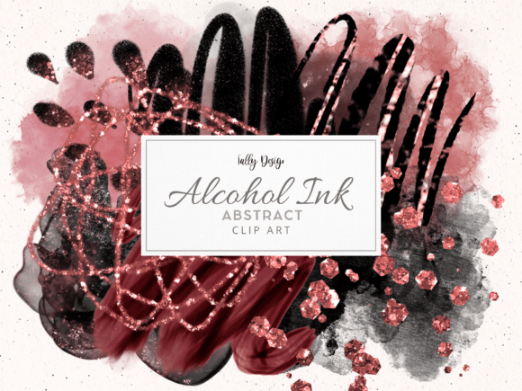 Pink Black Alcohol Ink Clip Art Guide
