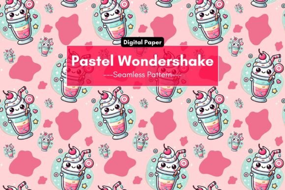 Pink Kawaii Milkshake Digital Paper Guide