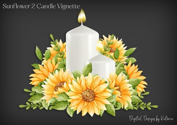 Sunflower 2 Candle Vignette: Elevating Digital Crafting with High-Resolution Ephemera