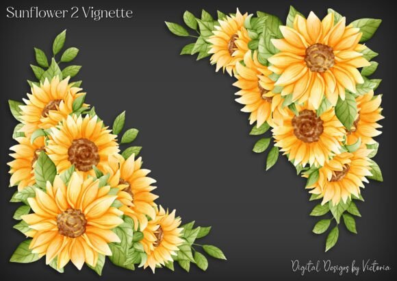 Sunflower 2 Vignette: Elevating Your Paper Crafts with High-Resolution Digital Ephemera