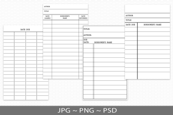Vintage Library Cards: PNG & PSD Files